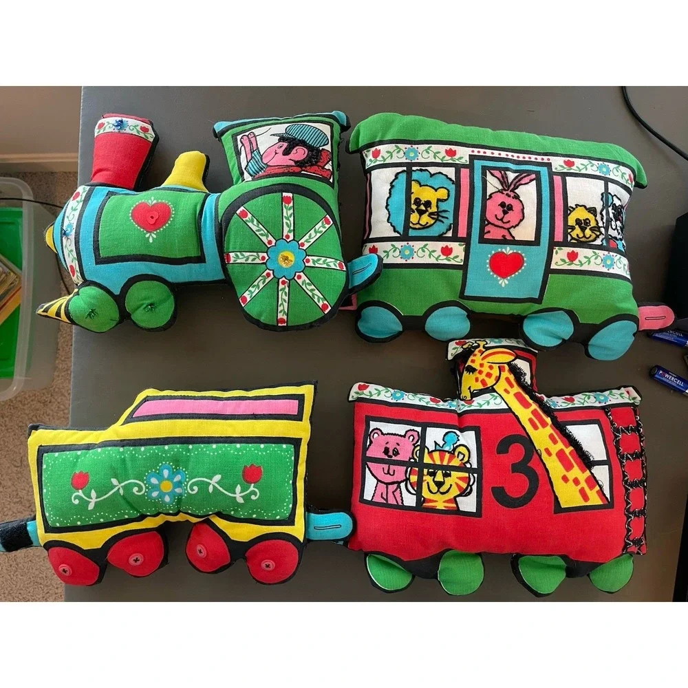 Zoo Animal Train Circus Set Pillow Fabric Spring Mills Vintage